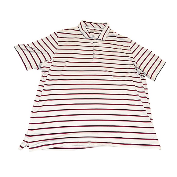 Men’s Vineyard Vines White and Pink Striped Performance Polo - Picture 1 of 3